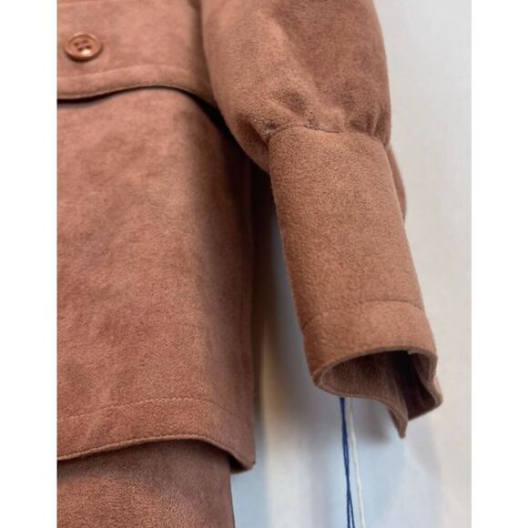 NWT Vintage MOLLIE PARNIS Skirt Suit Size16 Brown Ultra Suede Leather Dead Stock - Picture 10 of 16